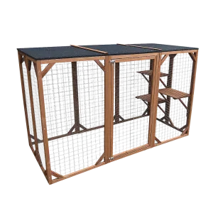 180cm Outdoor Cat Enclosure, Wooden, 3 Platforms