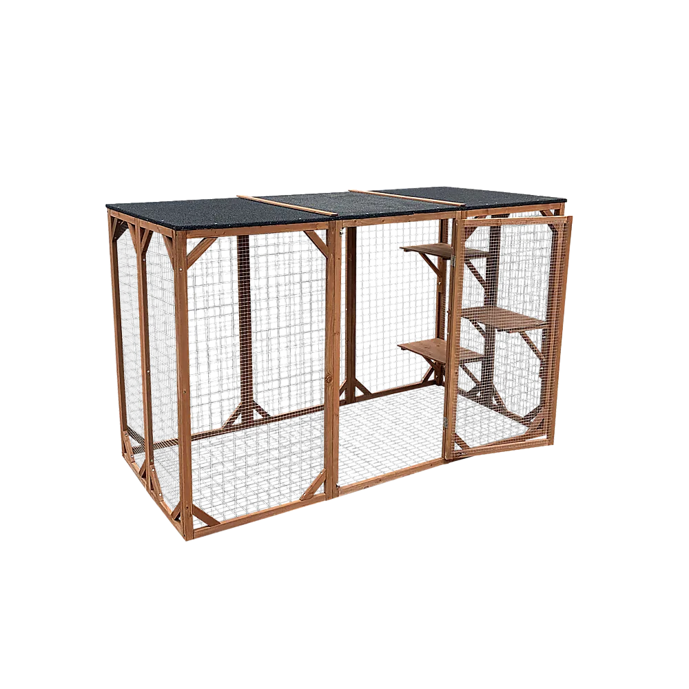 180cm Outdoor Cat Enclosure, Wooden, 3 Platforms