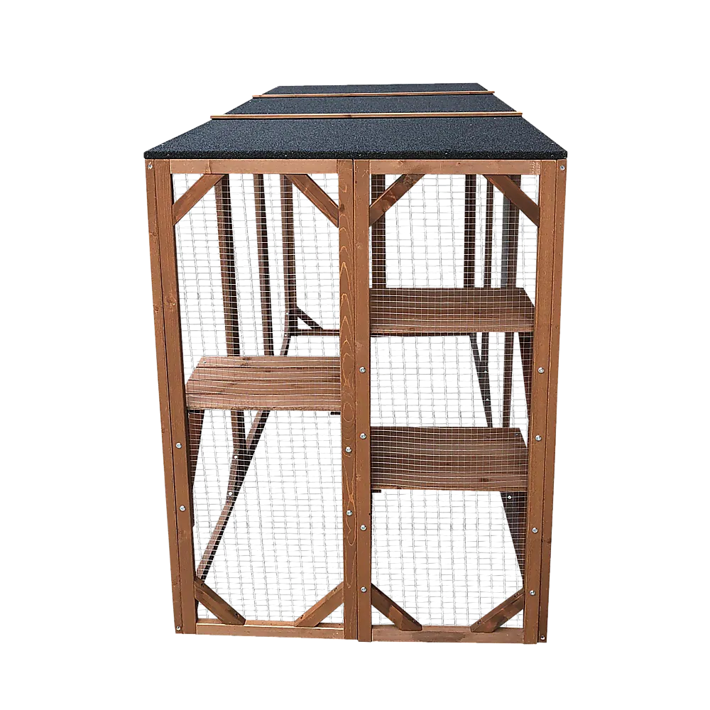 180cm Outdoor Cat Enclosure, Wooden, 3 Platforms