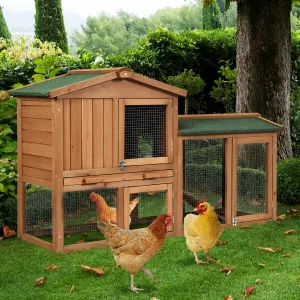 2 Floors Wooden Poultry / Rabbit Hutch with Removable Ramp