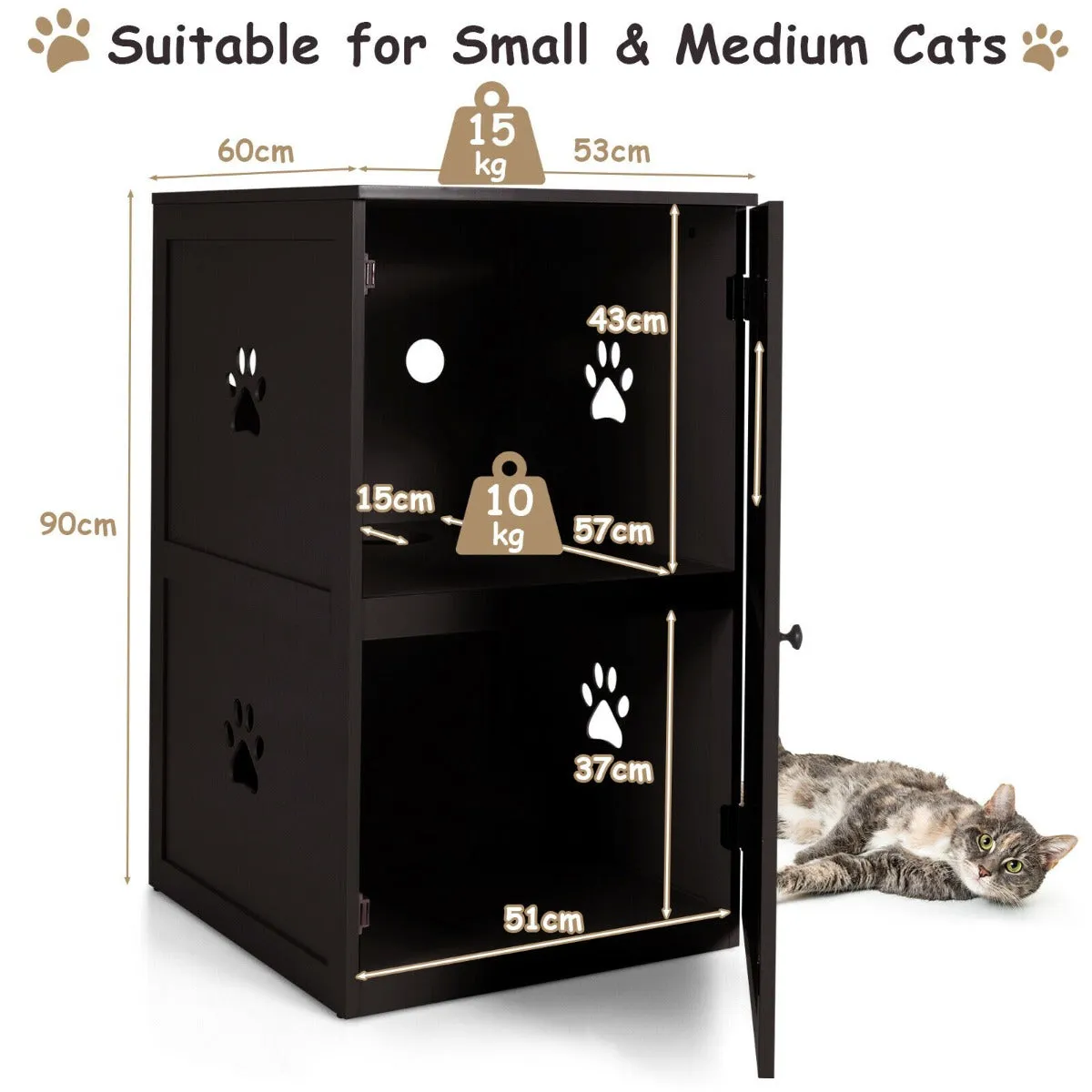 2-Tier Kitty Hidden Washroom Toilet with Entrance Hole and Door