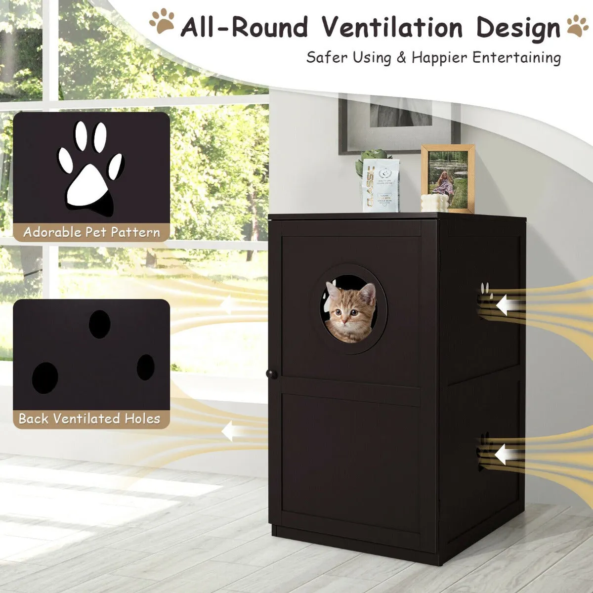 2-Tier Kitty Hidden Washroom Toilet with Entrance Hole and Door