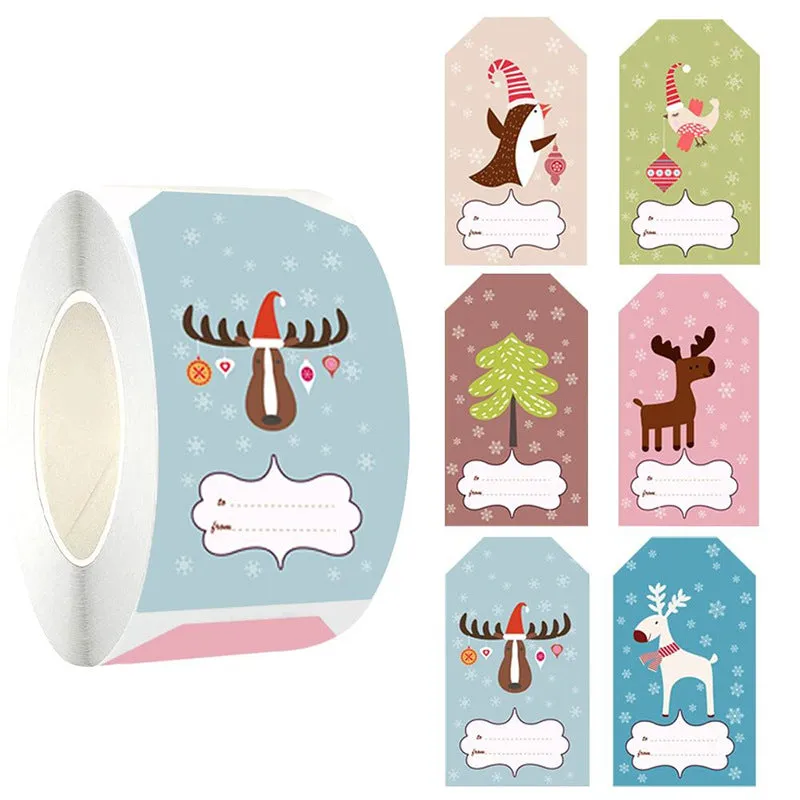 250 PCs Shaped 6 Figure Bird Elk Merry Christmas Christmas Stickers Gift Label tape