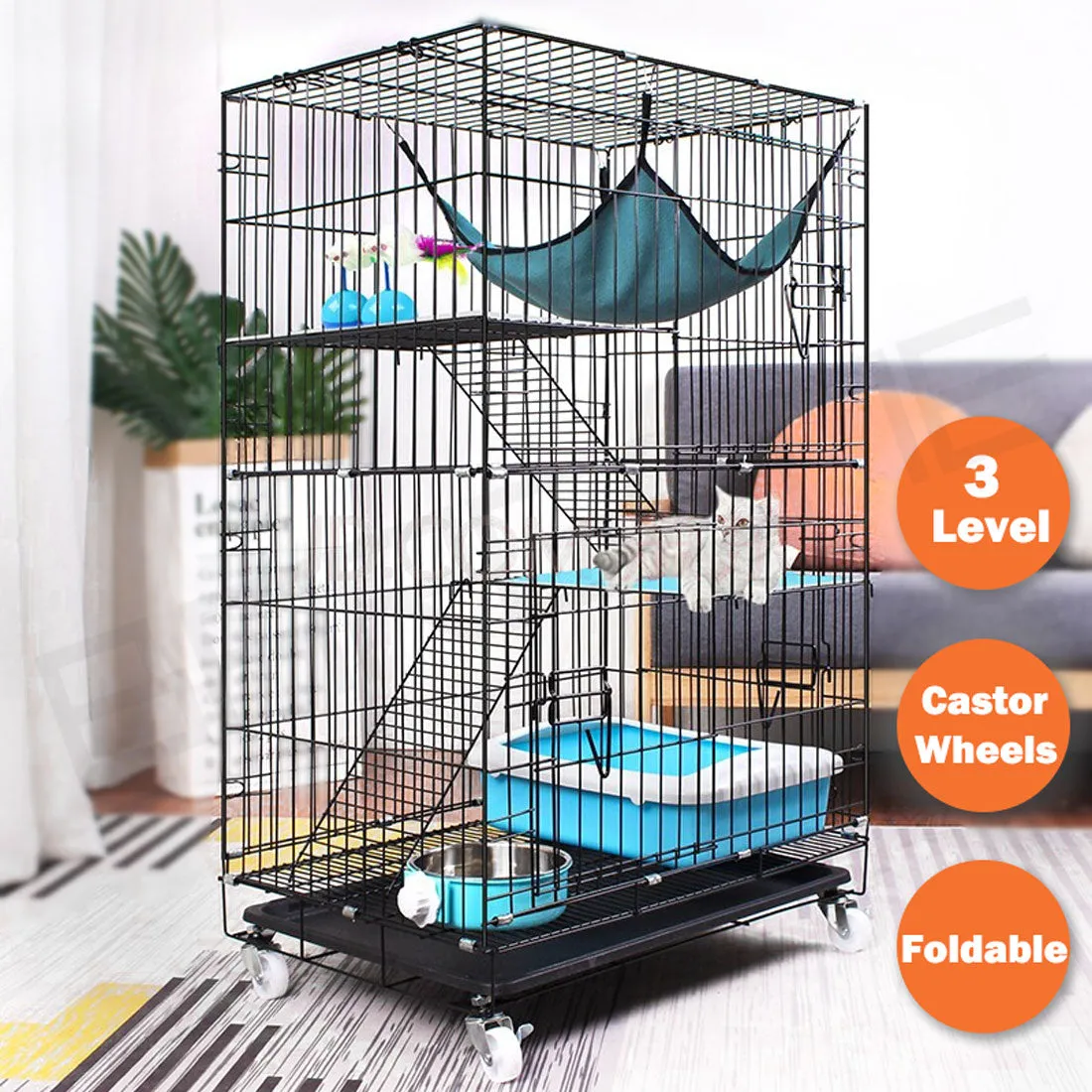 3 Level Rabbit Bird Cage Ferret Parrot Aviary Cat Rat Aviary Budgie Hamster Pet Cages Castor Wheel