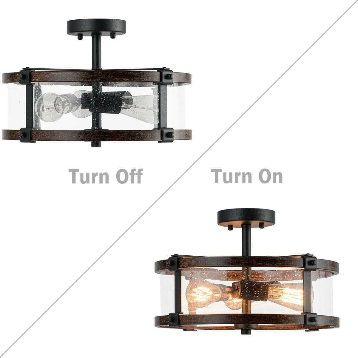 3-Light Living Room Retro Flush Mount Ceiling Light