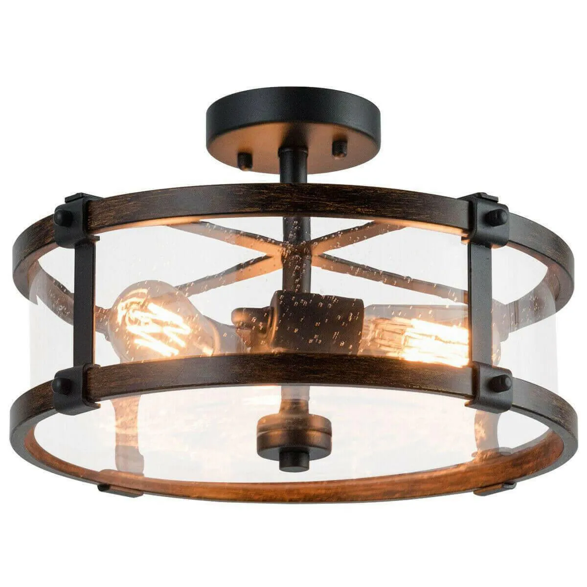 3-Light Living Room Retro Flush Mount Ceiling Light