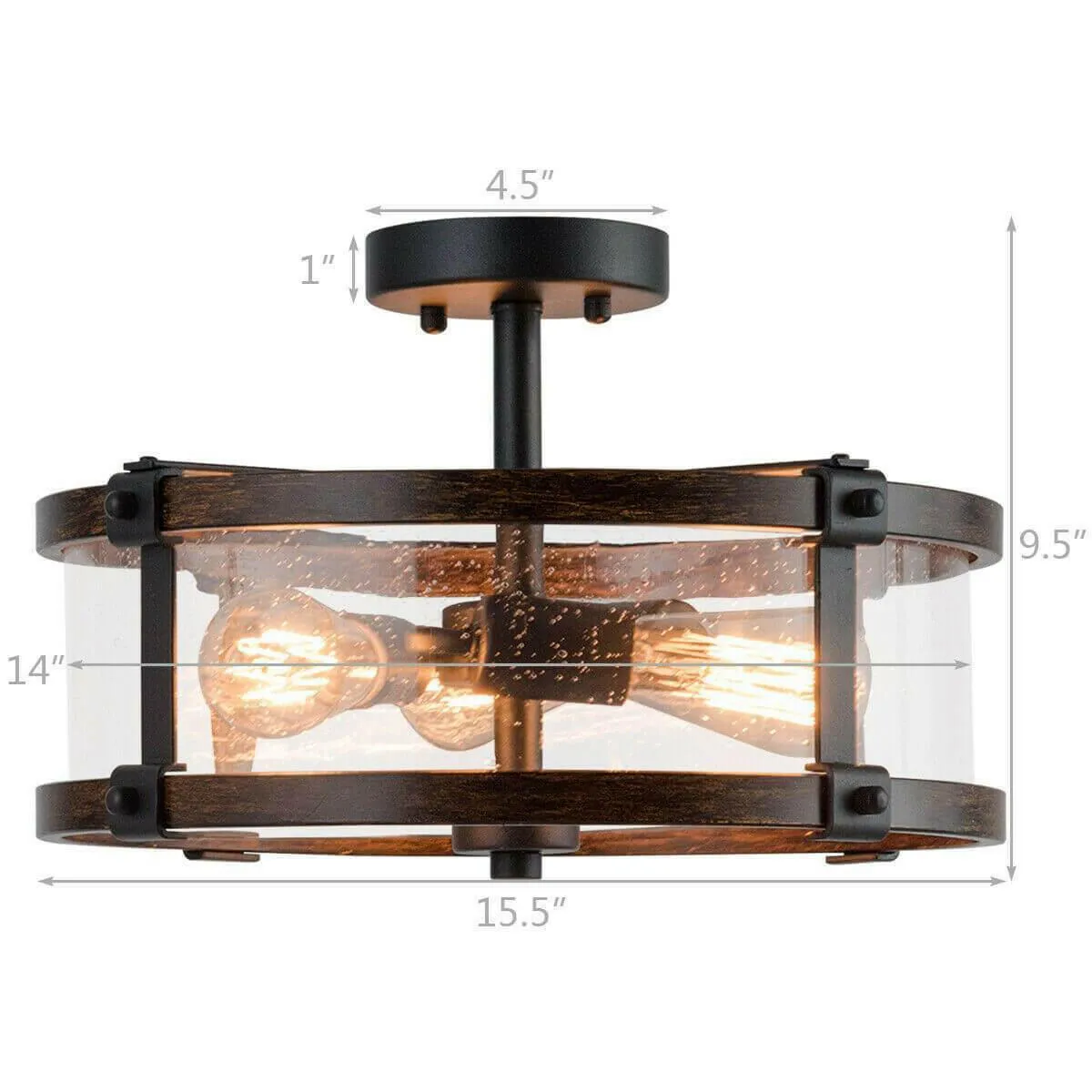 3-Light Living Room Retro Flush Mount Ceiling Light