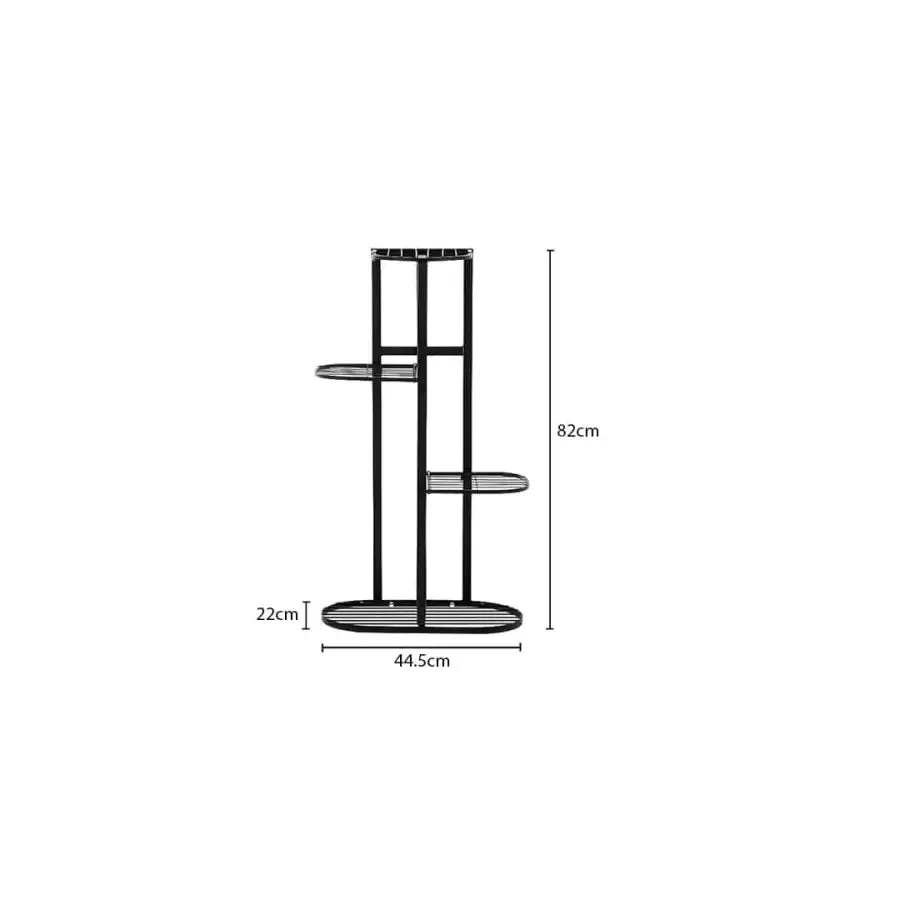 4 Tier Black Metal Plant Stand for 5 Planters