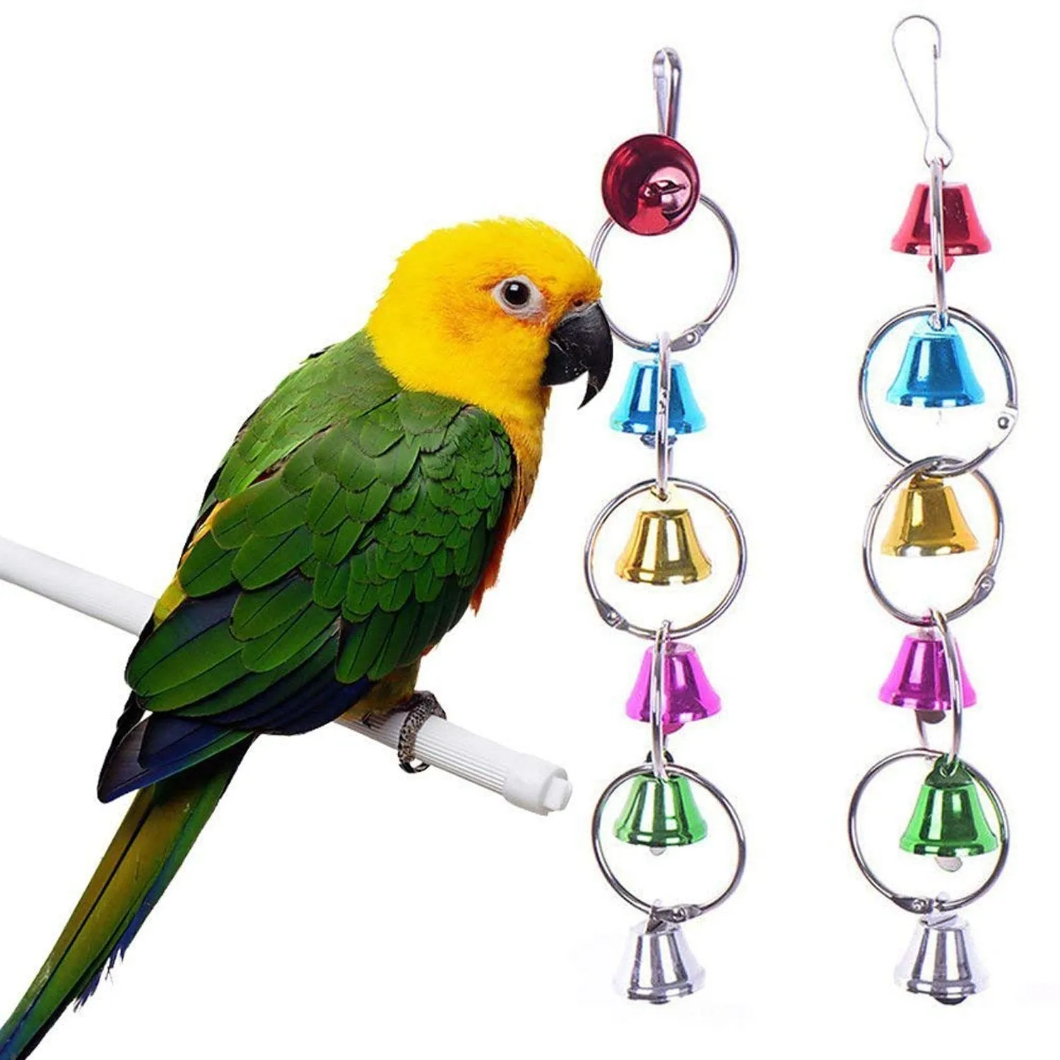 5pcs Bird Parrot Toys Hanging Bell Hammock Set