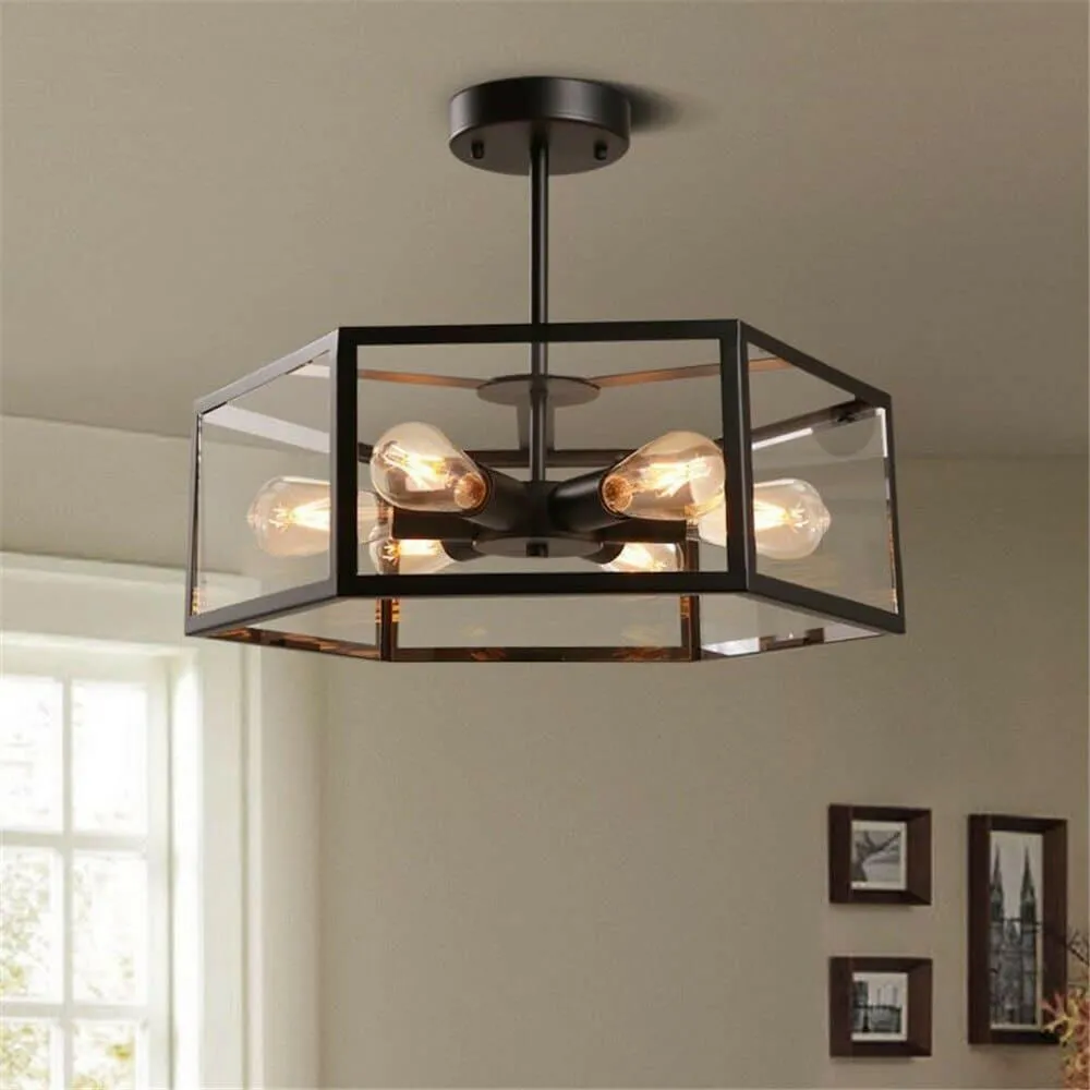 6-Light Living Room Retro Flush Mount Ceiling Light