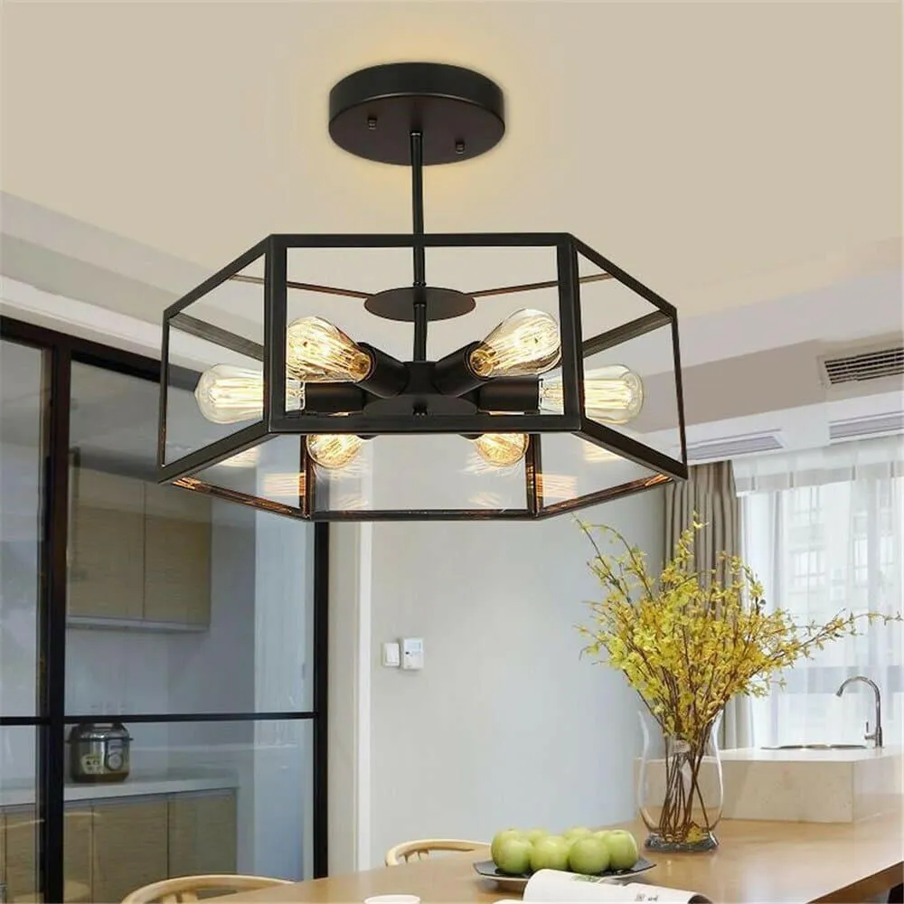 6-Light Living Room Retro Flush Mount Ceiling Light