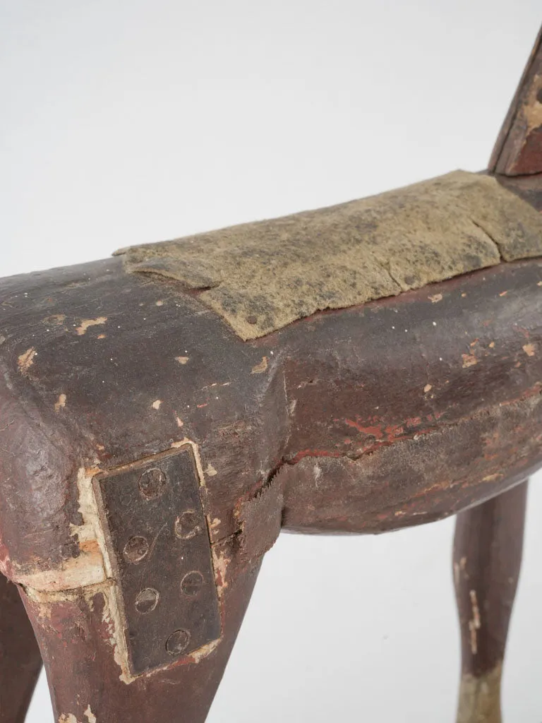 Antique French wooden horse - pull toy