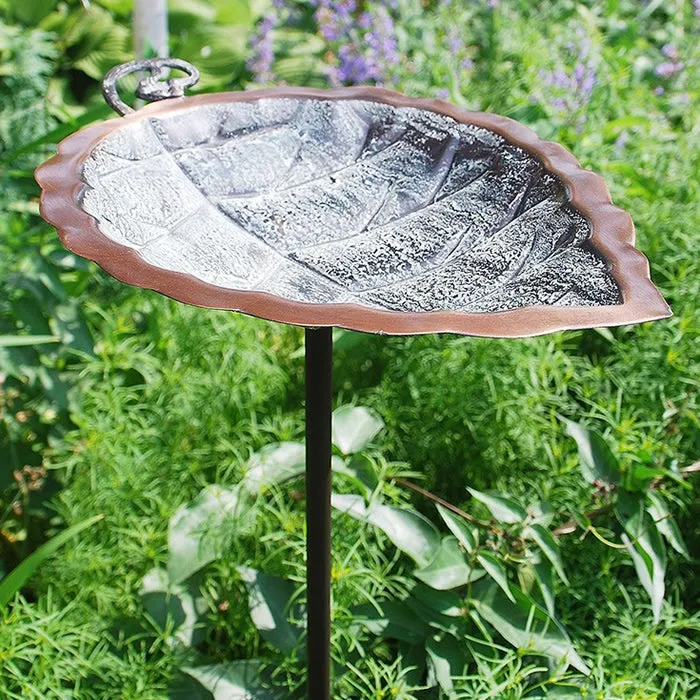 Aspen Leaf Bird Bath with Stake