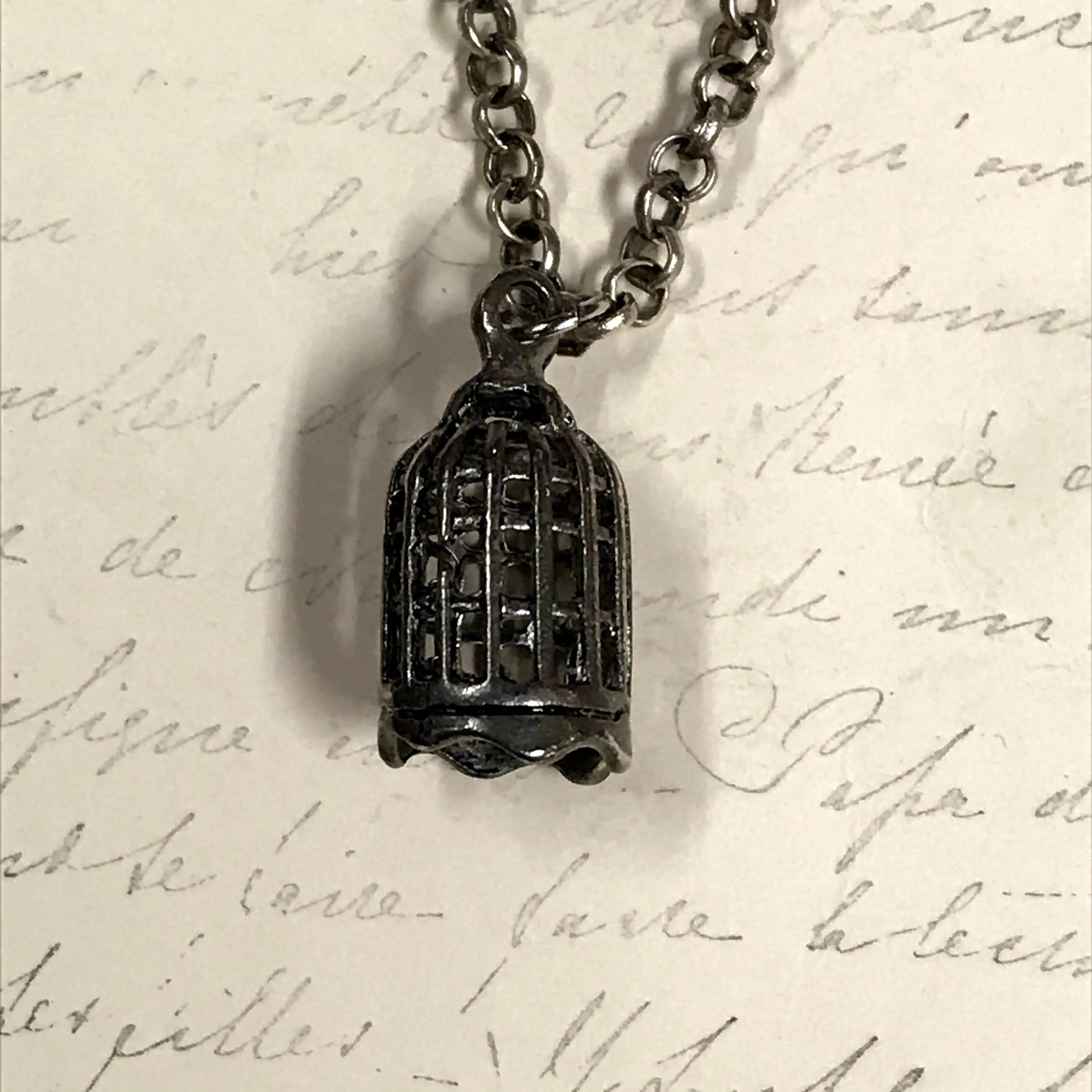 Bird Cage Charm Necklace