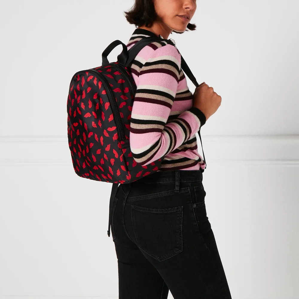 BLACK MULTI HANDPAINTED LIPS SADIE BACKPACK