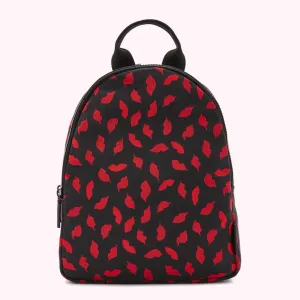 BLACK MULTI HANDPAINTED LIPS SADIE BACKPACK