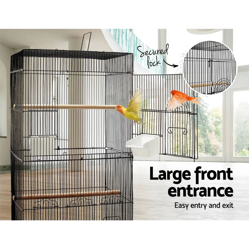 Durable Black Wrought Iron Bird Cage 88cm with Feeders - i.Pet