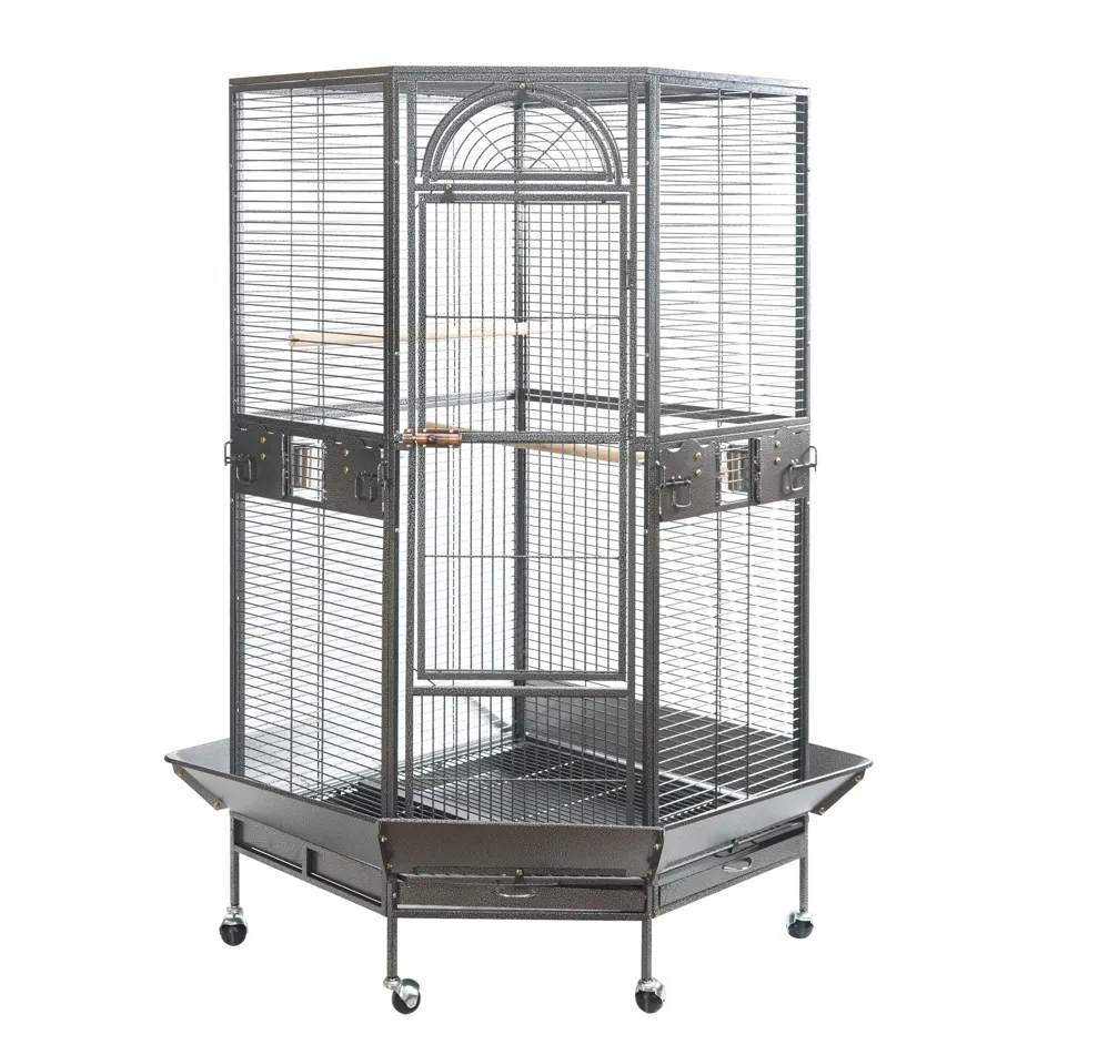 Durable Wrought Iron Bird Cage XL with Perches and Bowls - YES4PETS