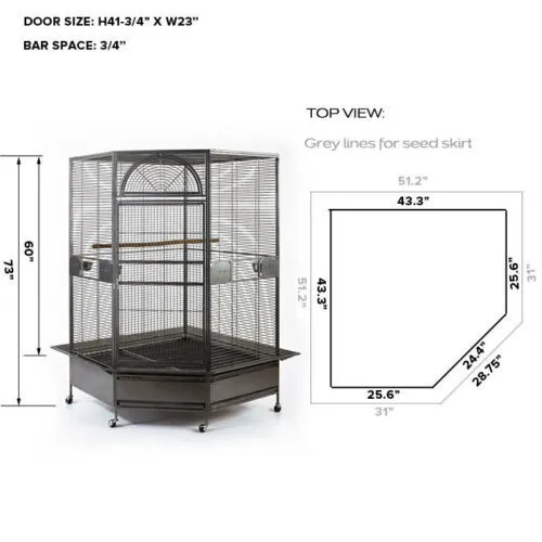 Durable Wrought Iron XXL Bird Cage with Wheels - YES4PETS