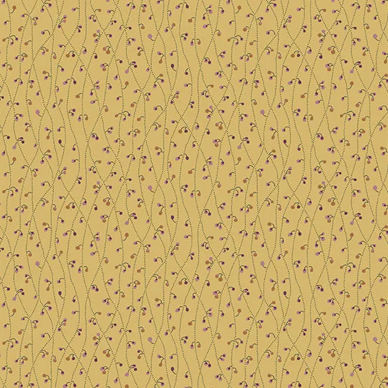 Fabric BLUE VETCH Color CUSTARD from English Garden Collection by Edyta Sitar for Andover, A-796-Y