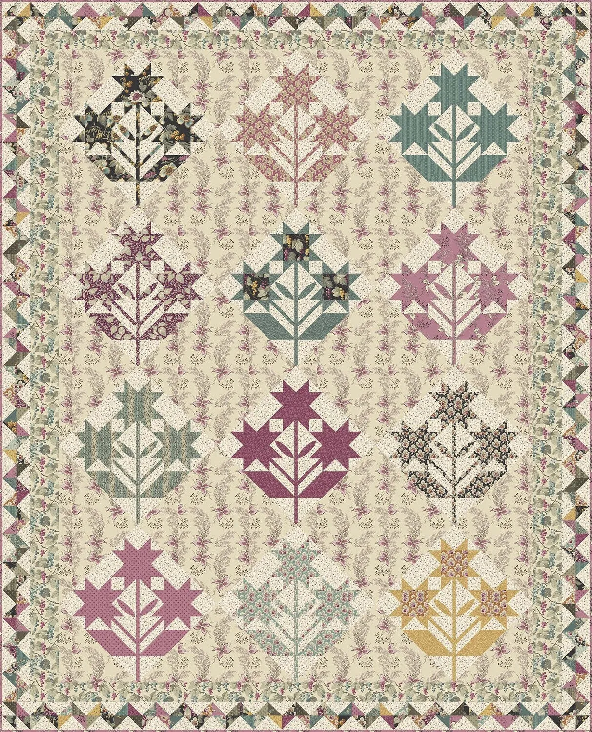 Fabric CAMARILLO Color MISTY MORNING from English Garden Collection by Edyta Sitar for Andover, A-795-T