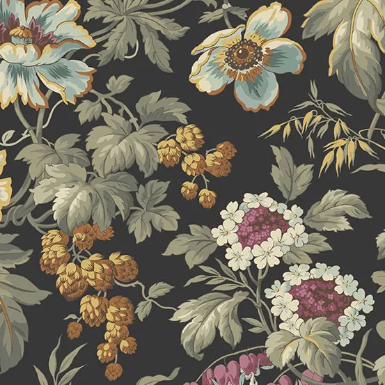 Fabric CLIMBING ROSE Color LONDON FOG from English Garden Collection by Edyta Sitar for Andover, A-791-K