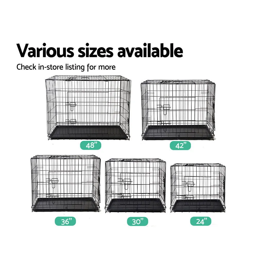 Foldable 36" Dog Cage, 3 Doors, Slide-Out Tray - i.Pet