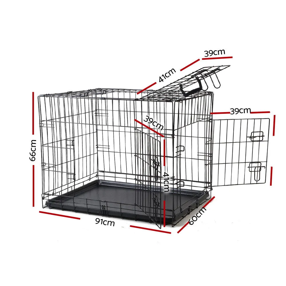 Foldable 36" Dog Cage, 3 Doors, Slide-Out Tray - i.Pet