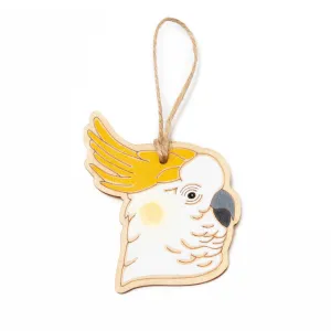 Hand-painted Sulphur-Crested Cockatoo Ornament