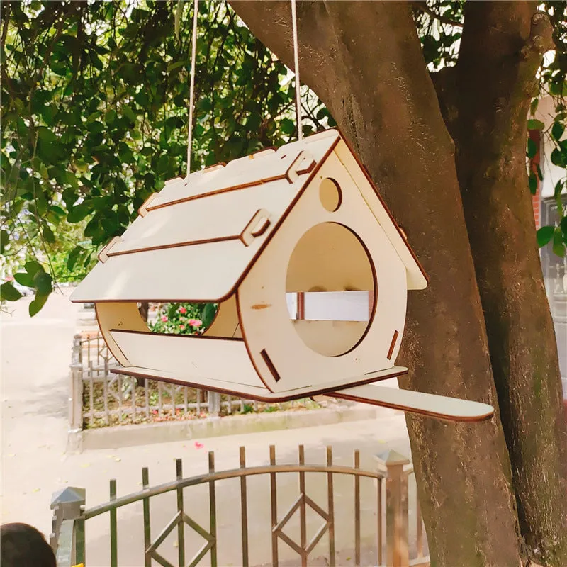 Hanging Wooden Bird Feeder