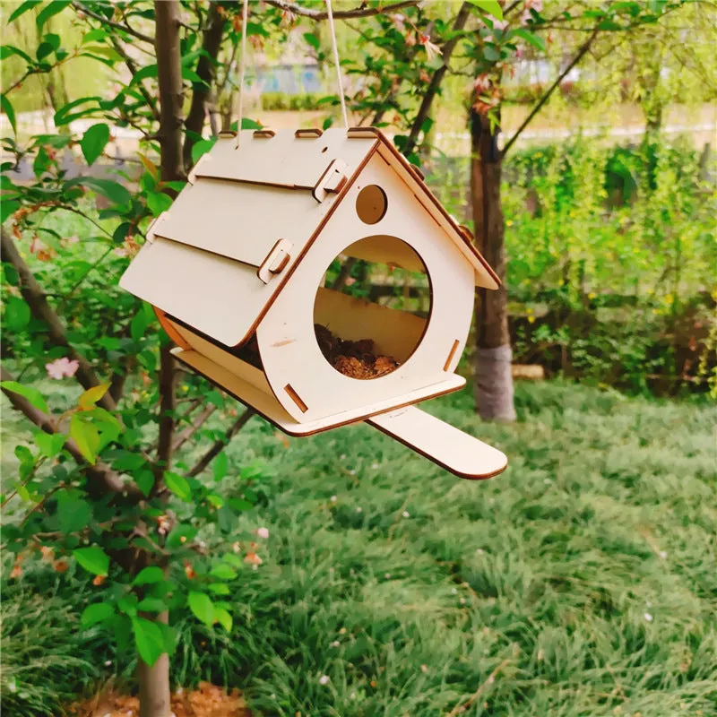 Hanging Wooden Bird Feeder