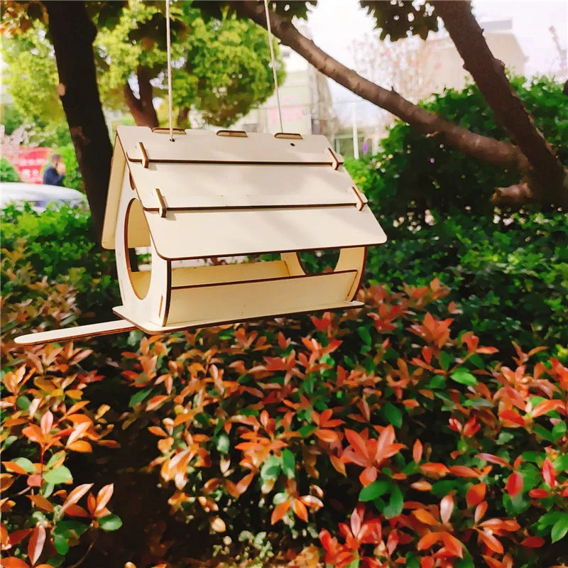 Hanging Wooden Bird Feeder