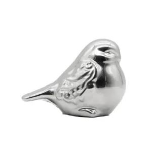 Happy Silver Bird Decor 17cm