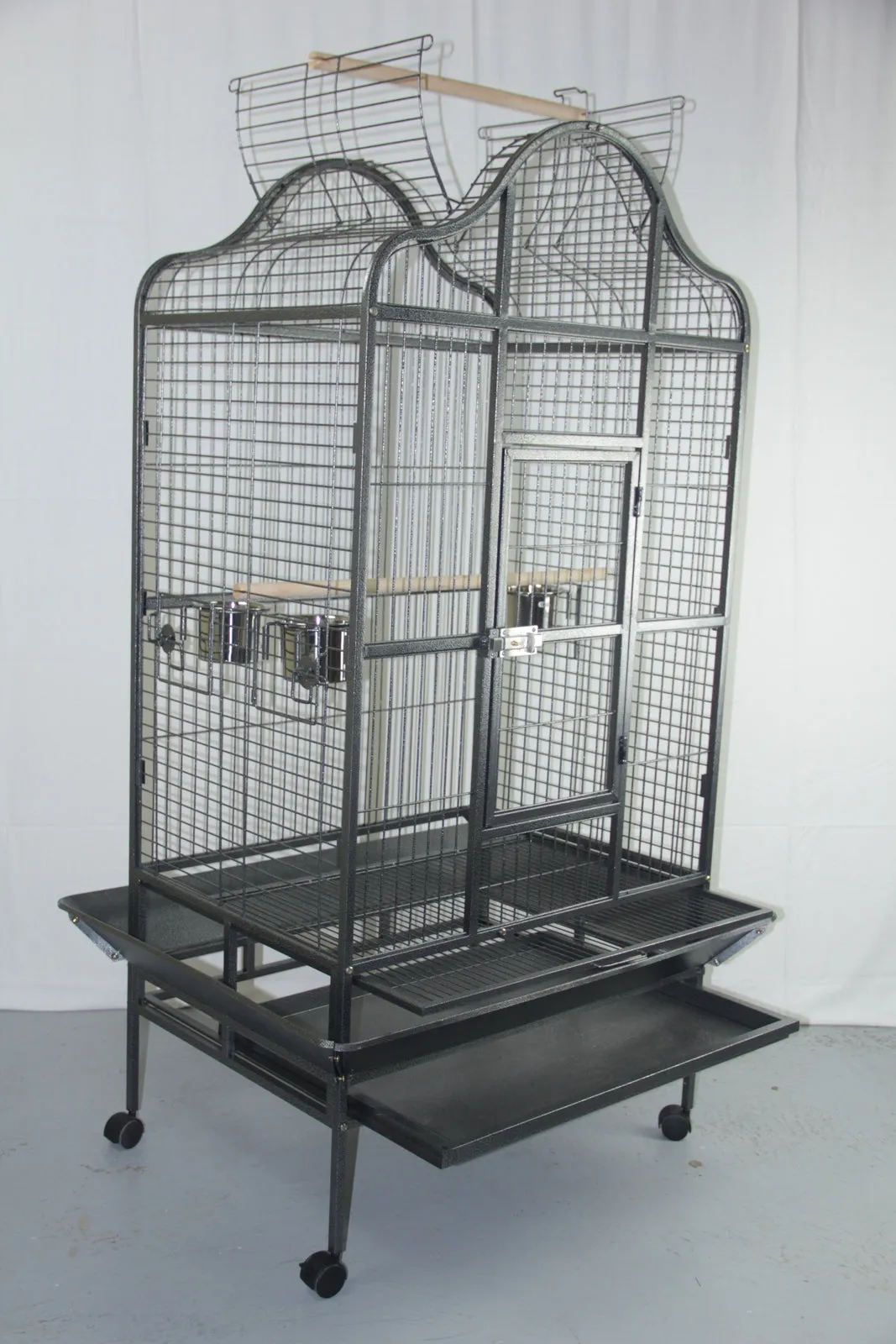 Heavy-Duty Open Top Bird Cage, 4 Wheels, 3 Feeders - YES4PETS