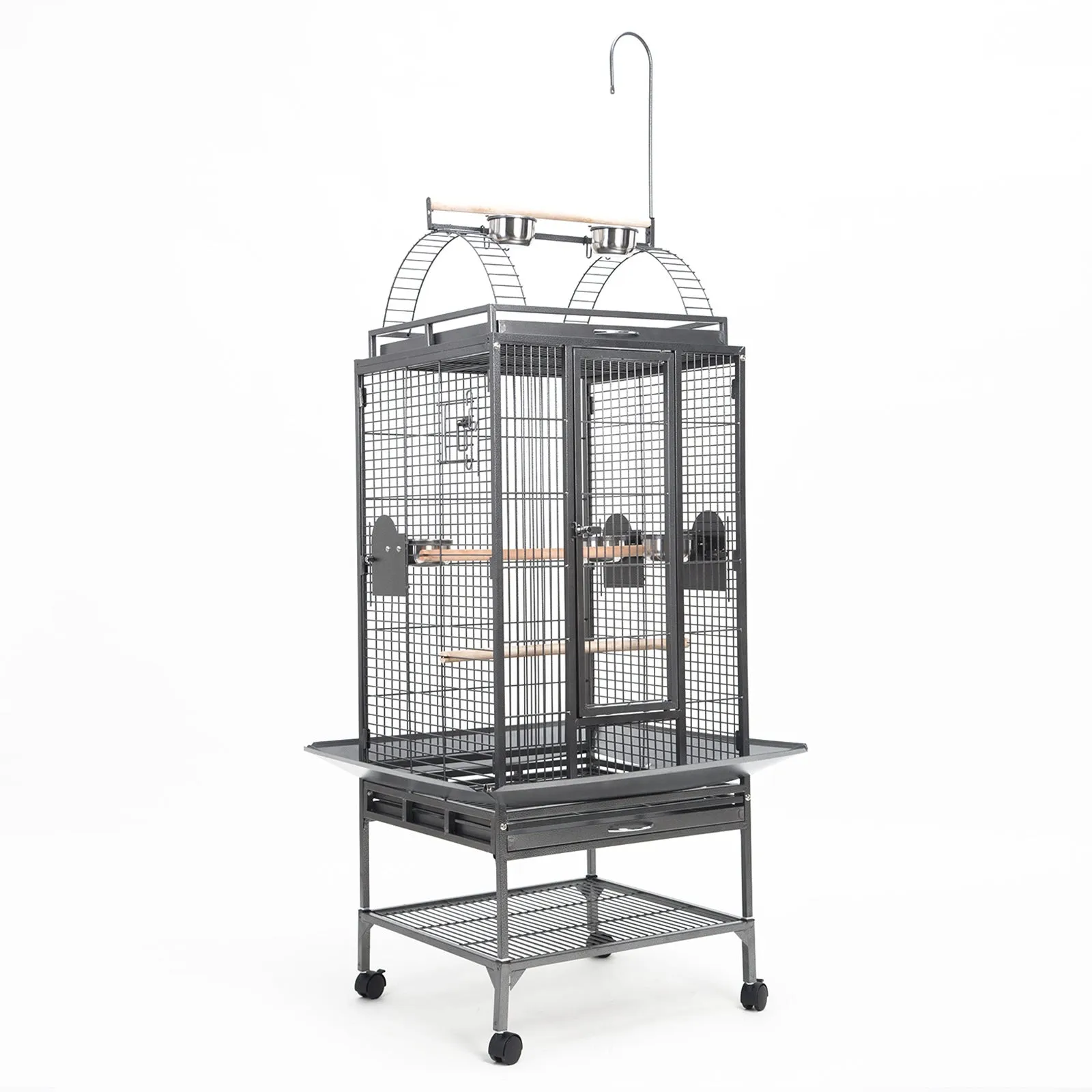 Heavy Duty Wrought Iron Bird Cage with Wheels, 203cm - Paw Mate