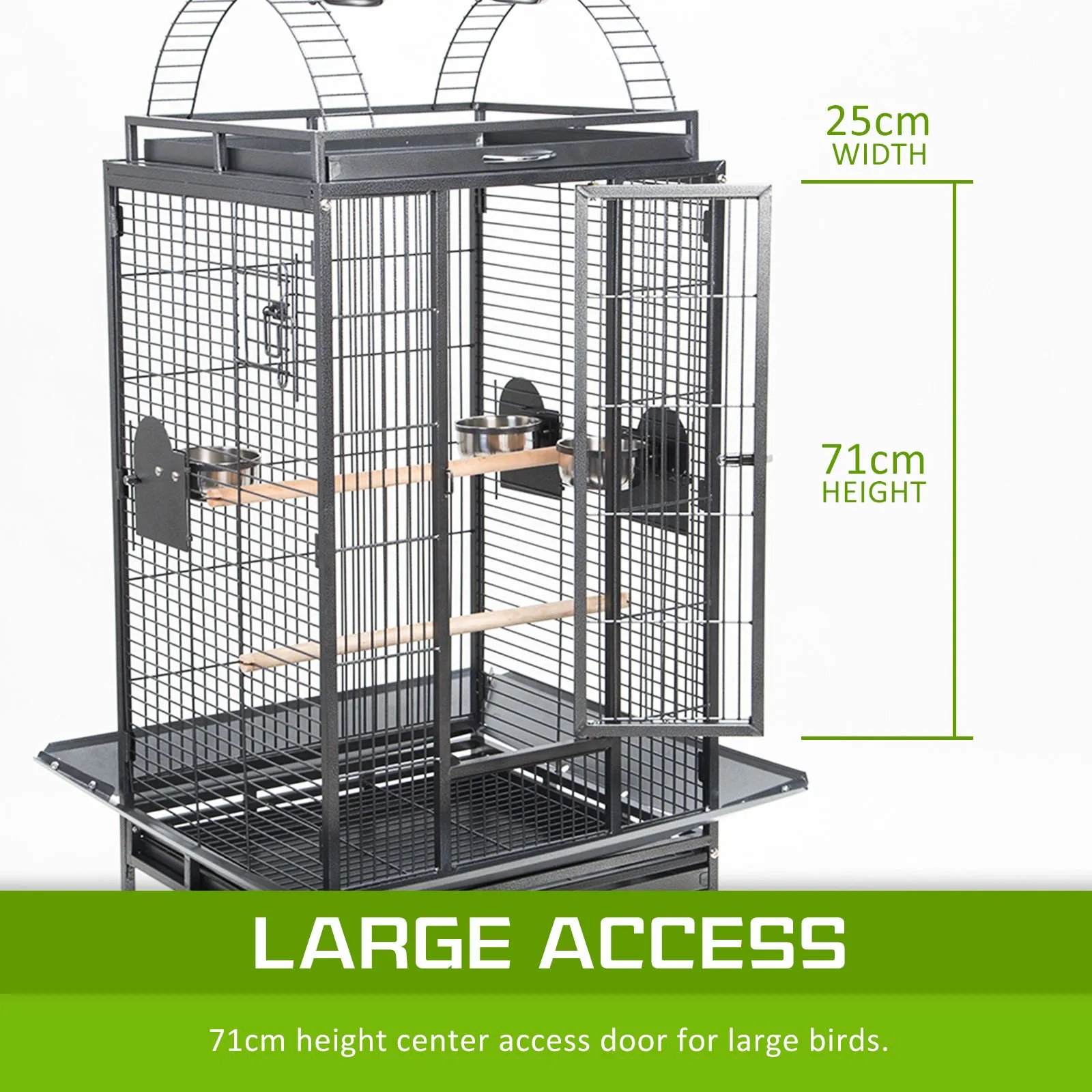 Heavy Duty Wrought Iron Bird Cage with Wheels, 203cm - Paw Mate