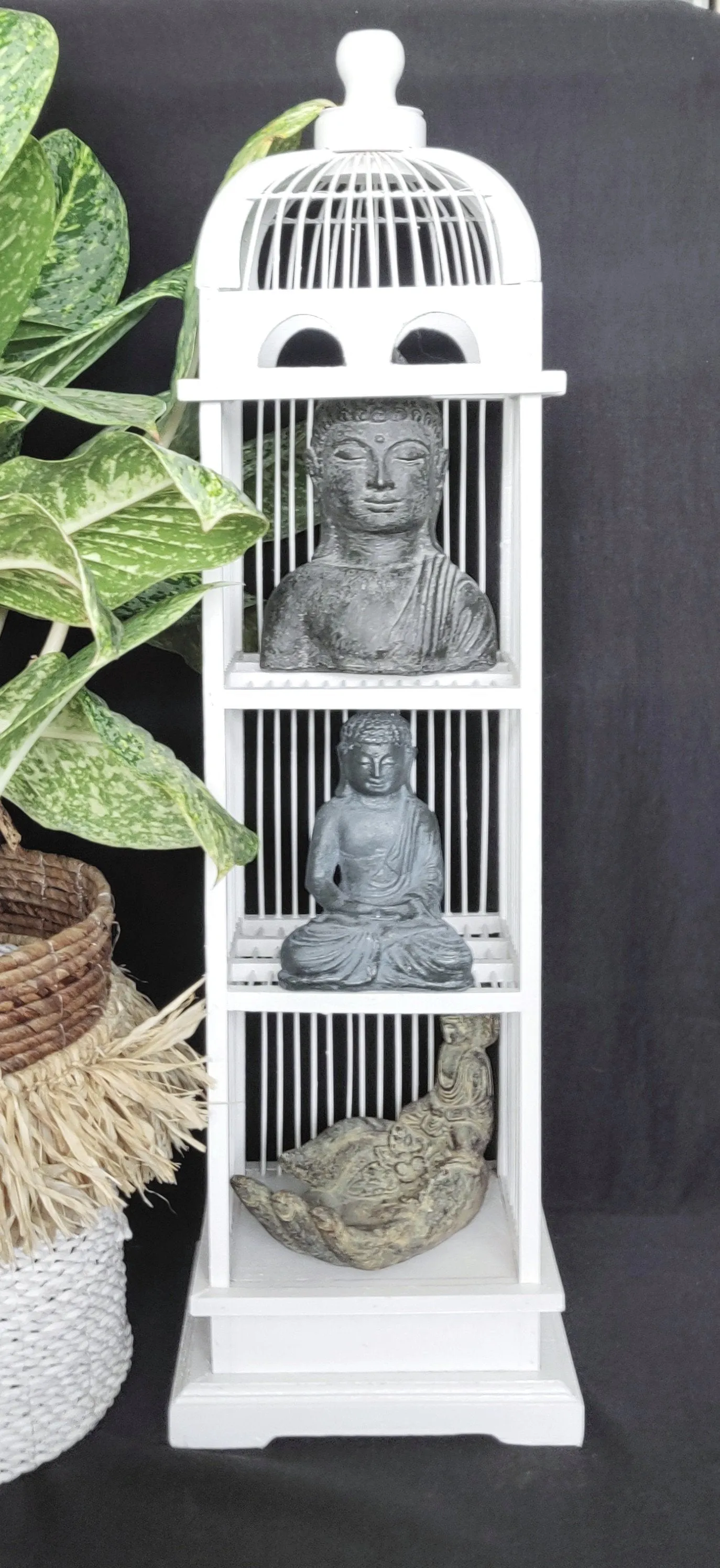 Home Decor. Beautiful Decorative Bamboo and Wood Bird Cage Display Shelf. Ht 2.5 ft.