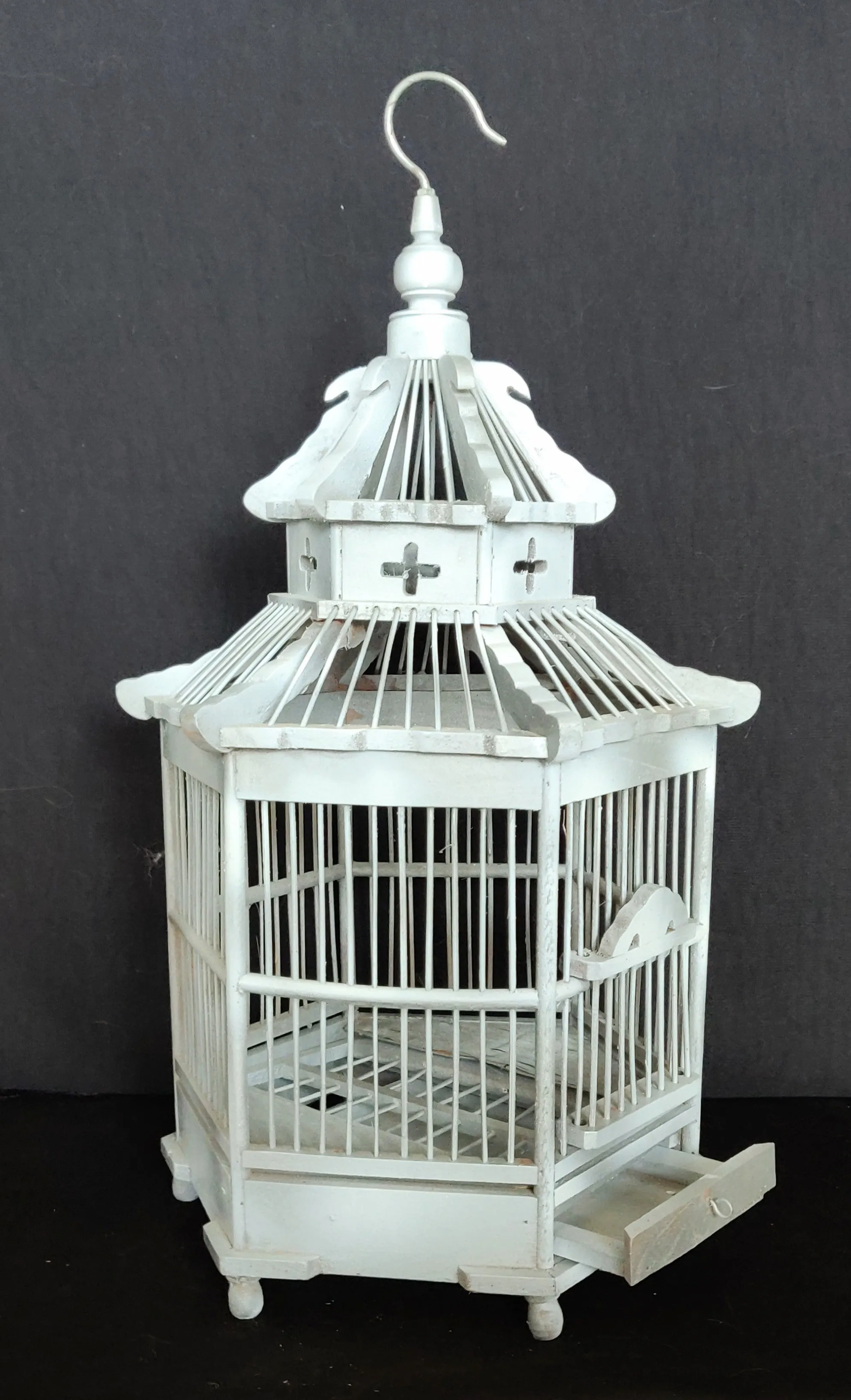 Home Decor. Beautiful Hexagonal Decorative Bamboo and Wood Bird Cage.