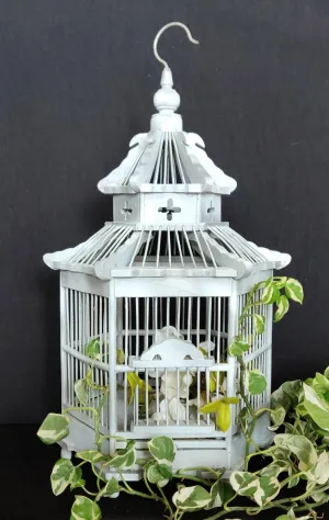 Home Decor. Beautiful Hexagonal Decorative Bamboo and Wood Bird Cage.