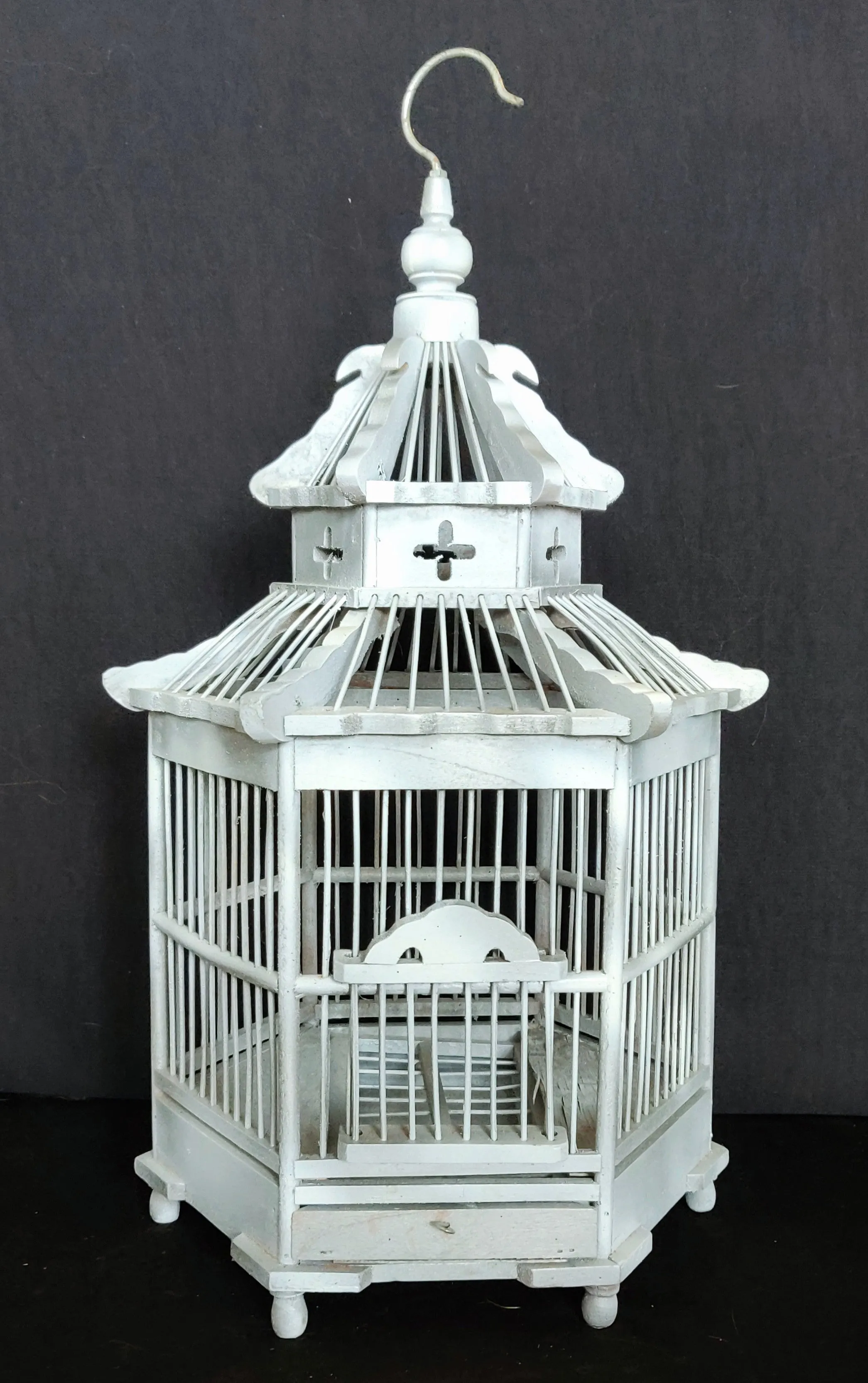 Home Decor. Beautiful Hexagonal Decorative Bamboo and Wood Bird Cage.