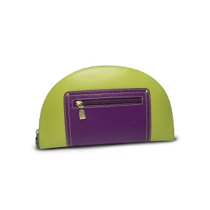 Hoopoe Saffiano Leather Clutch in Green/Purple