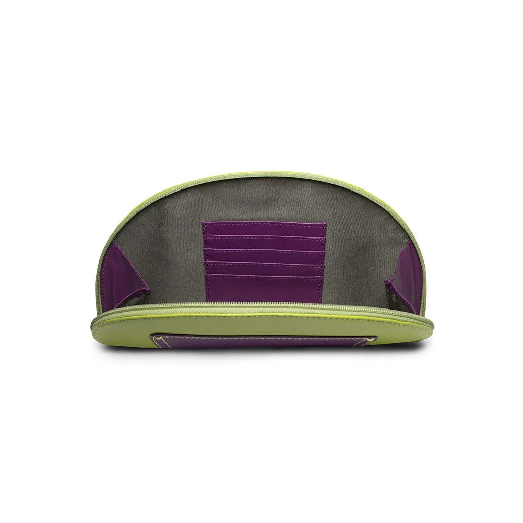 Hoopoe Saffiano Leather Clutch in Green/Purple