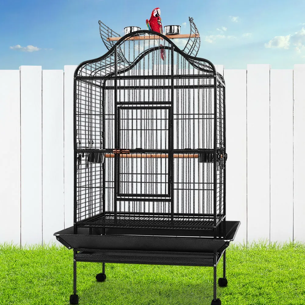 Large Anti-Rust Bird Cage with Open Roof, Wheels - i.Pet