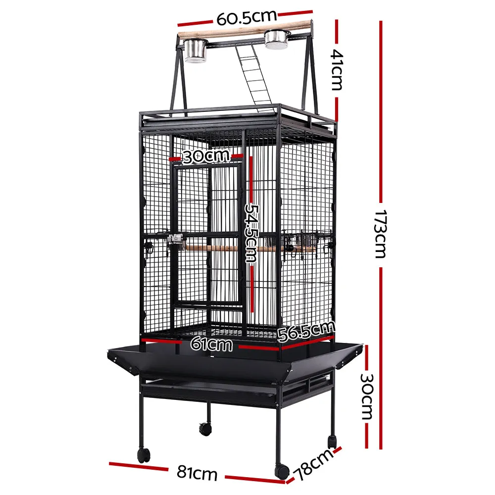 Large Wrought Iron Bird Cage, 173cm, 5 Bowls & 2 Perches, i.Pet