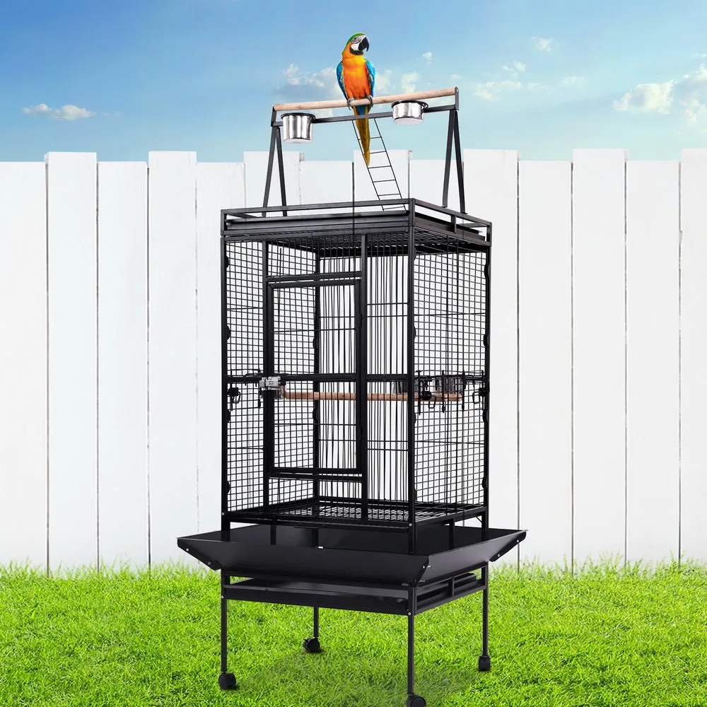 Large Wrought Iron Bird Cage, 173cm, 5 Bowls & 2 Perches, i.Pet