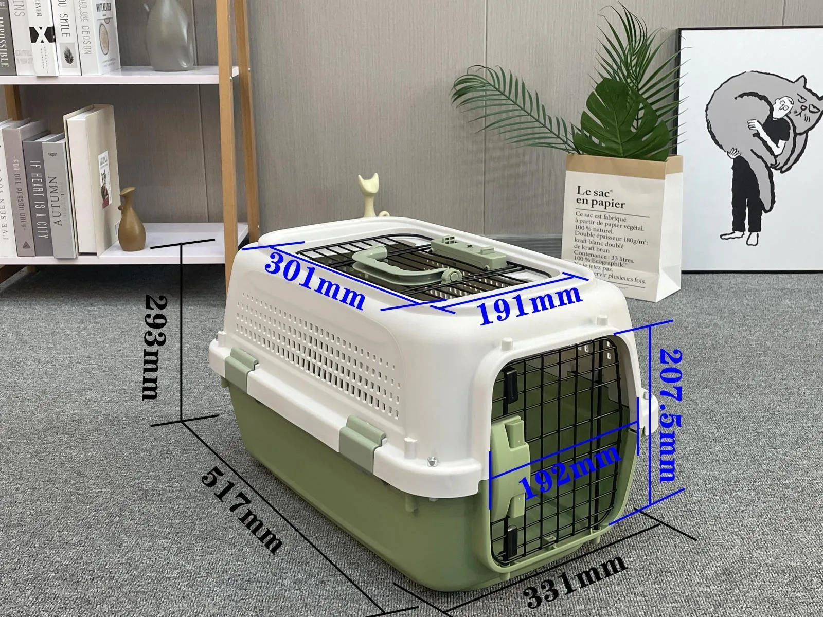 Lightweight Pet Carrier for Small Dogs, Cats & Rabbits, Green - YES4PETS