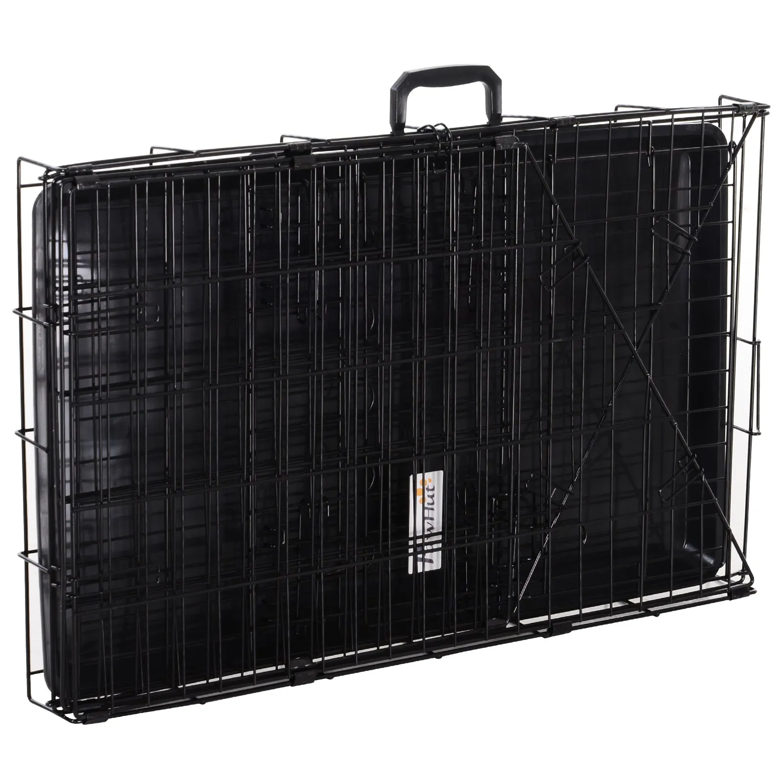 Metal Dog Car Crate Folding Pet Cage Transport Box Carrier for Small Dog with Removable Tray 77 x 47 x 55cm