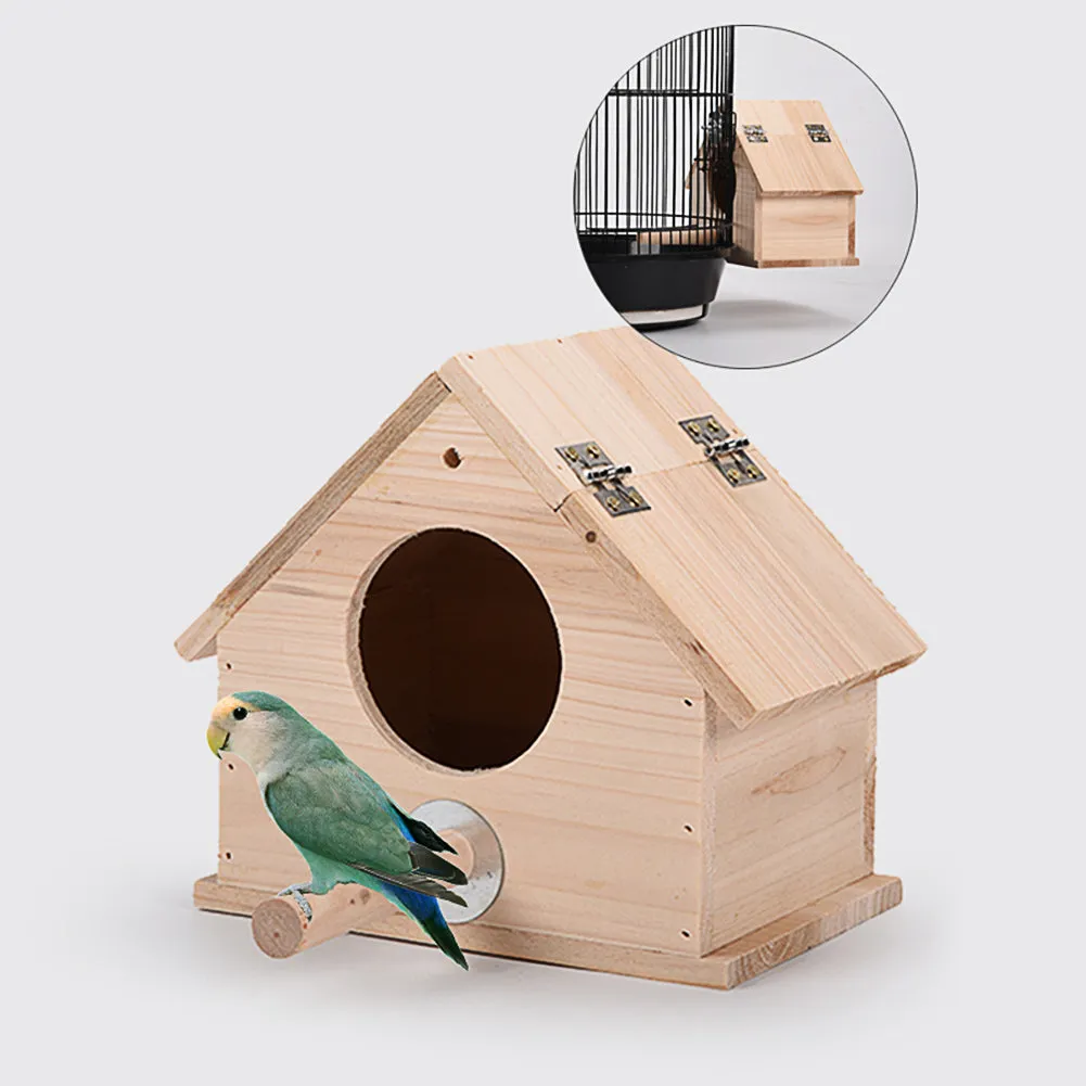 OMEM Birds Nests Parrot House Wooden Breeding Box Birdcages Stand Accessories