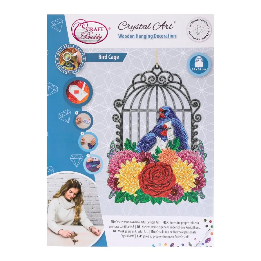 "Birdcage" Crystal Art Hanging Wooden Decoration Kit