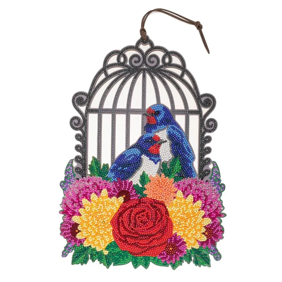 "Birdcage" Crystal Art Hanging Wooden Decoration Kit